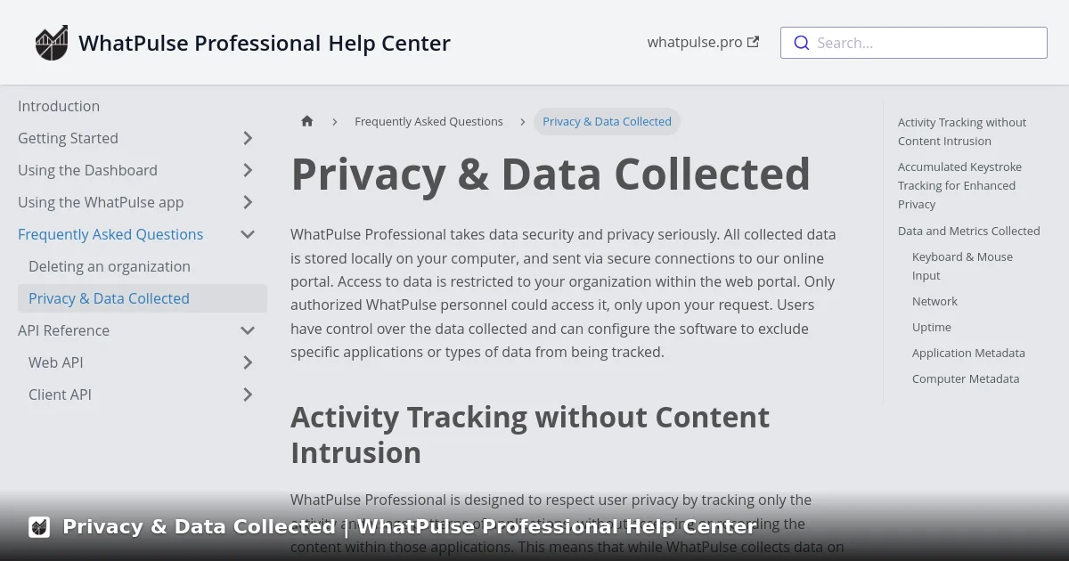 Privacy & Data Collected | WhatPulse Professional Help Center