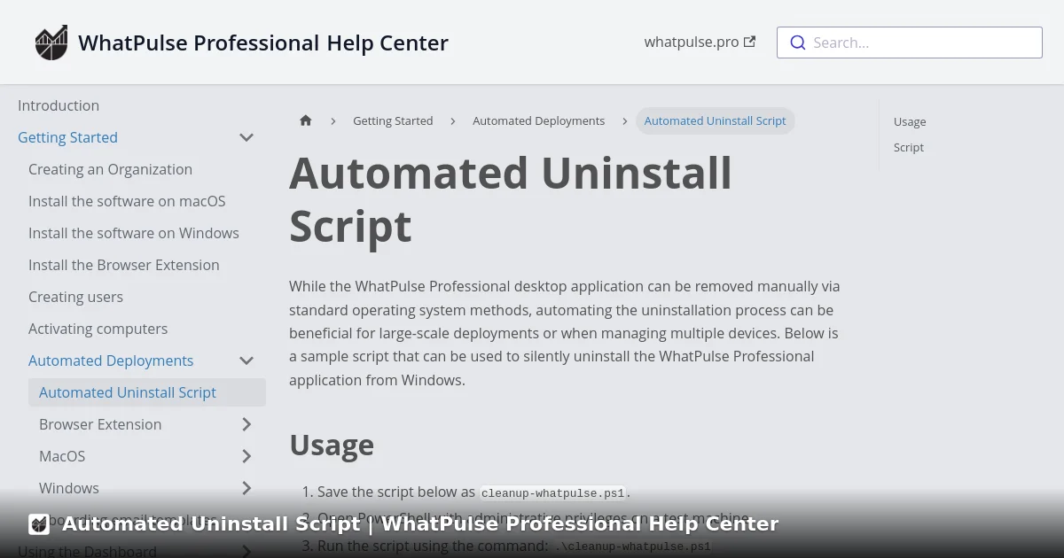 Automated Uninstall Script | WhatPulse Professional Help Center