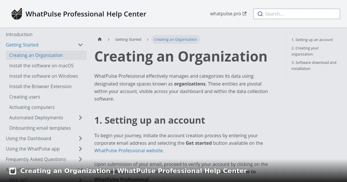 Creating an Organization | WhatPulse Professional Help Center