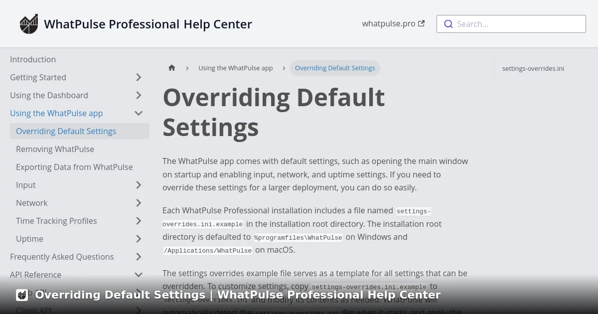 Overriding Default Settings | WhatPulse Professional Help Center